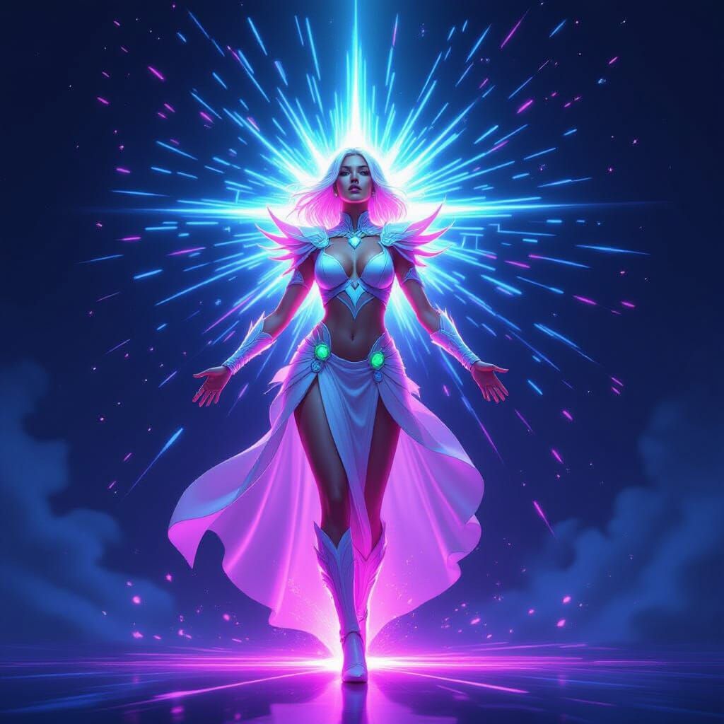 Neon Radiance Personified Rises in Light