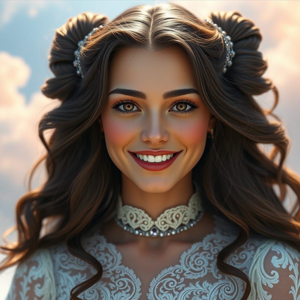 European Beauty in Fantasy Gown