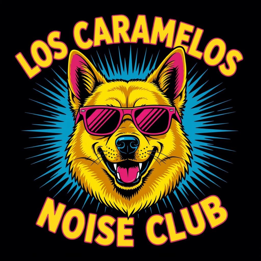 Psychedelic Canine Rock Star in Cartoon Style