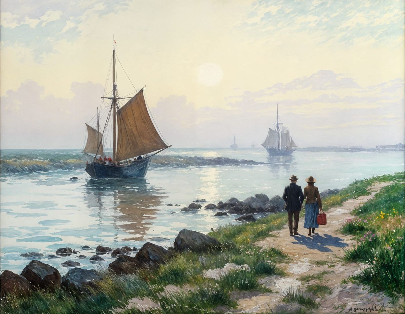 Misty Morning in Skagen: Impressionistic Watercolour