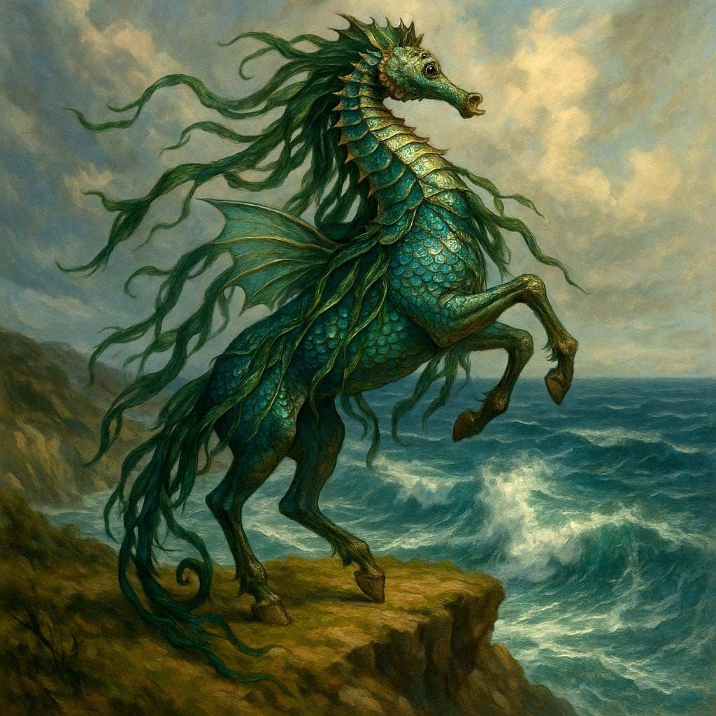 Selkie Seahorse on Windswept Cliff