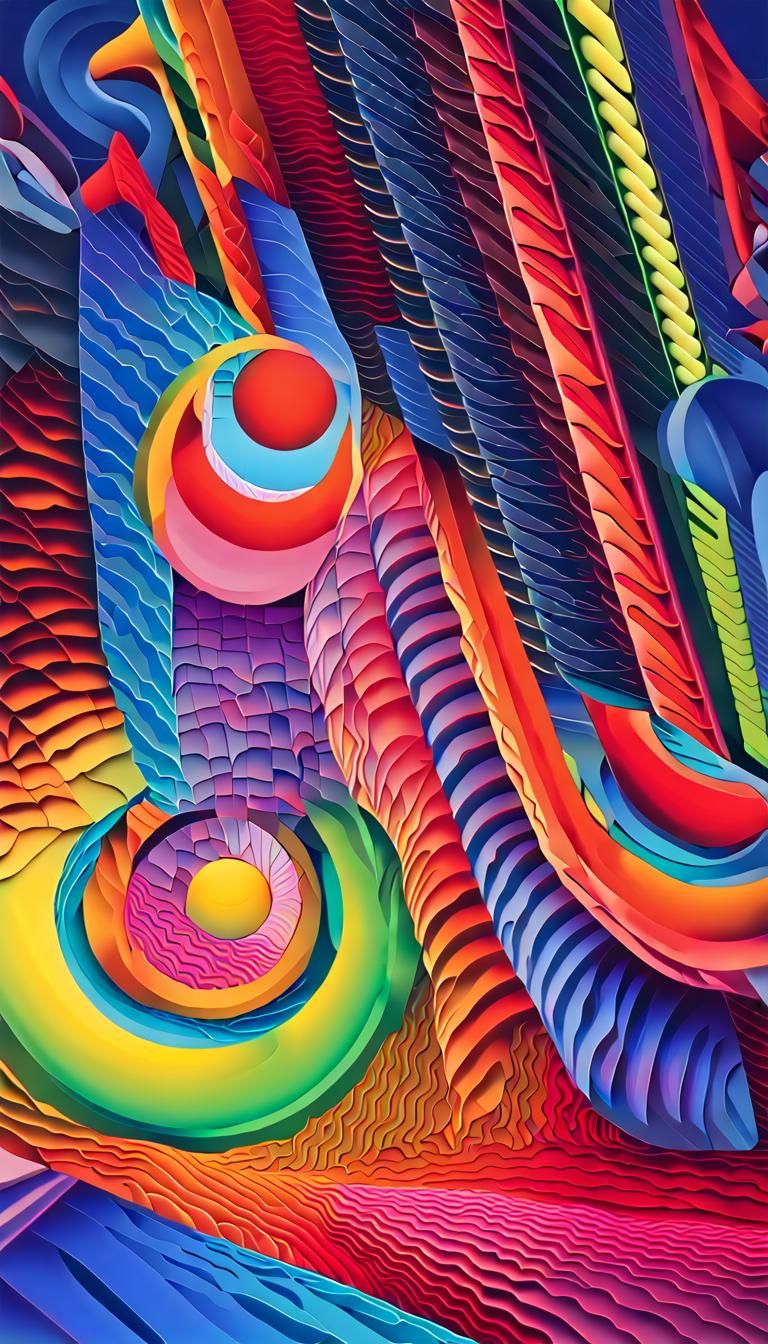 Abstract 3D Optical Illusions in Psychedelic Maximalist Styl...