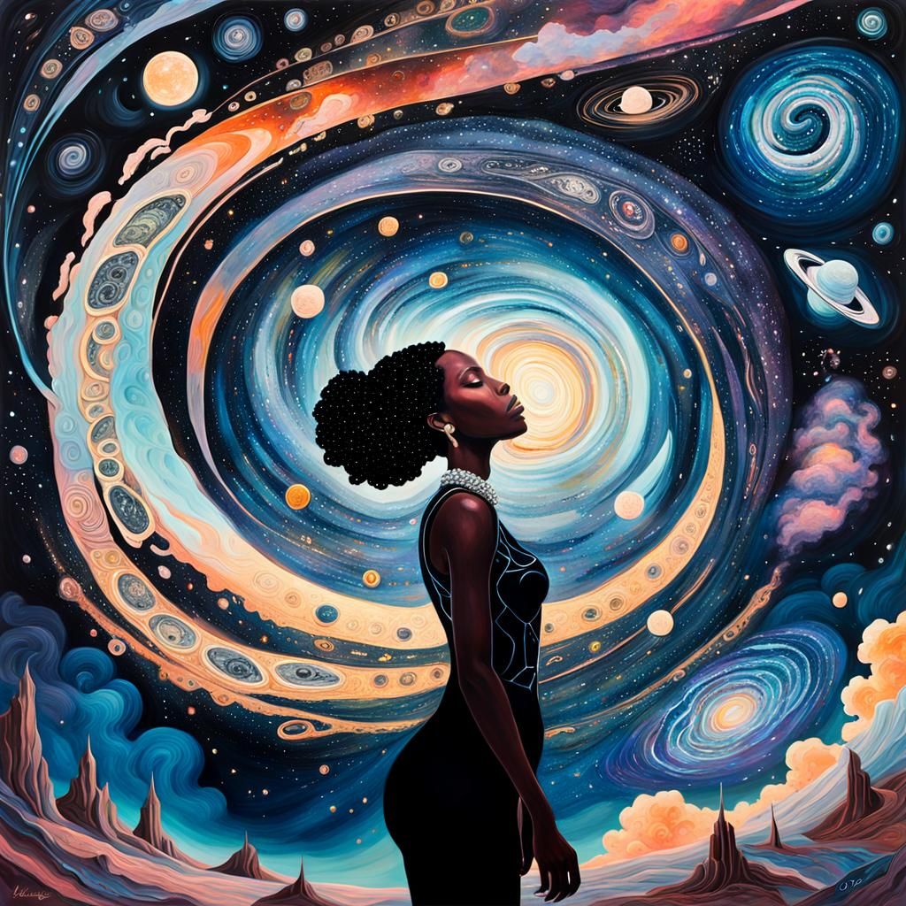 Surreal Dreamscape: Figure in Space with Portals