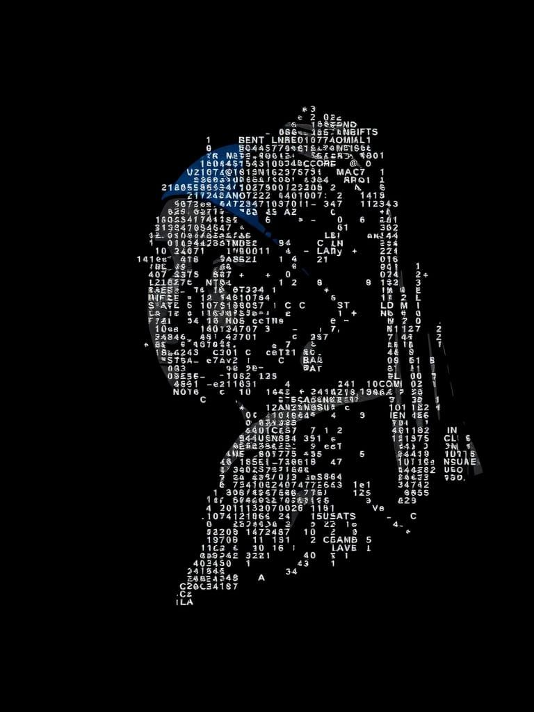ASCII Art: Girl with a Pearl Earring in Monochrome