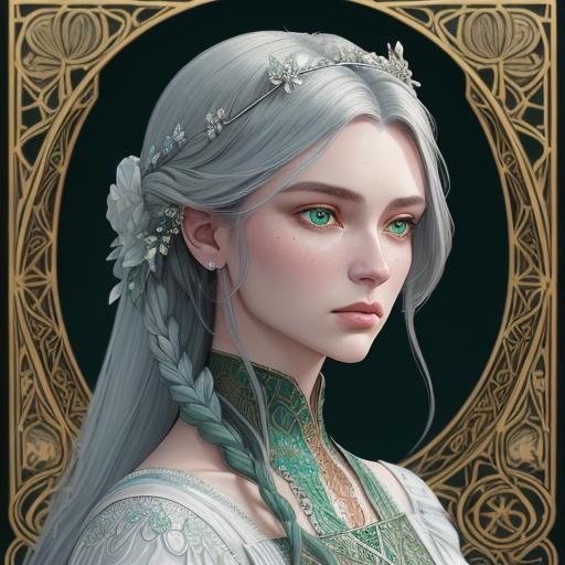 Serene Beauty in Art Nouveau Style