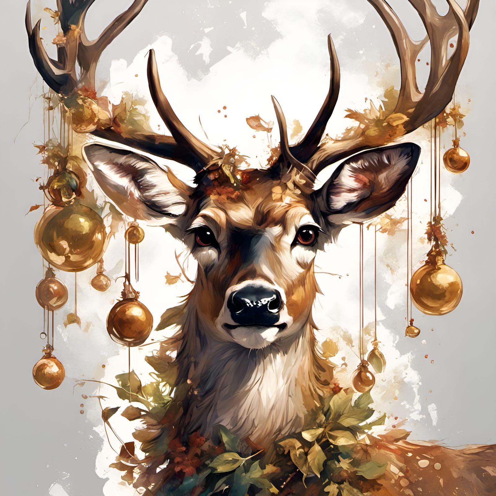 Adorable Deer Portrait in Digital Illustration