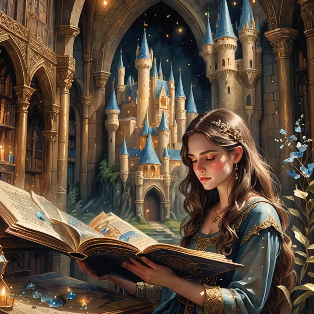 Enchanting Pop-Up Book with Medieval Castle: Watercolor Art