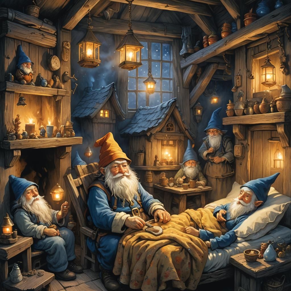 Cozy Gnome Family Gathering in Cottage