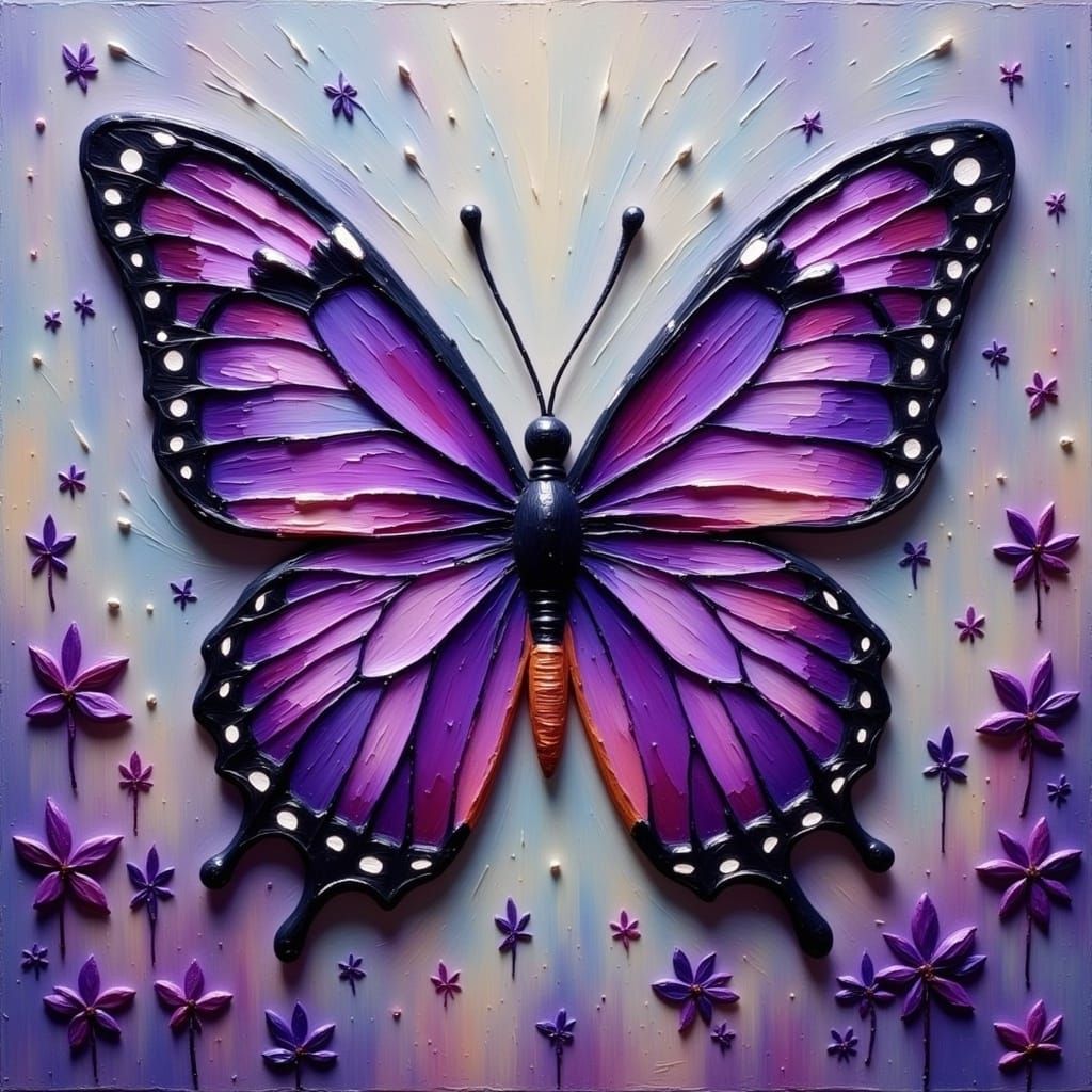Purple Butterfly in Textured Flux Style