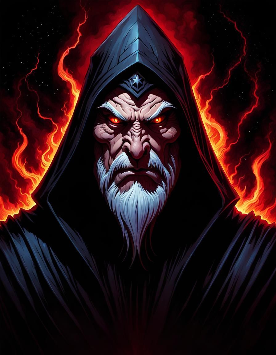 Menacing Evil Wizard in Ancient Fantasy Realm