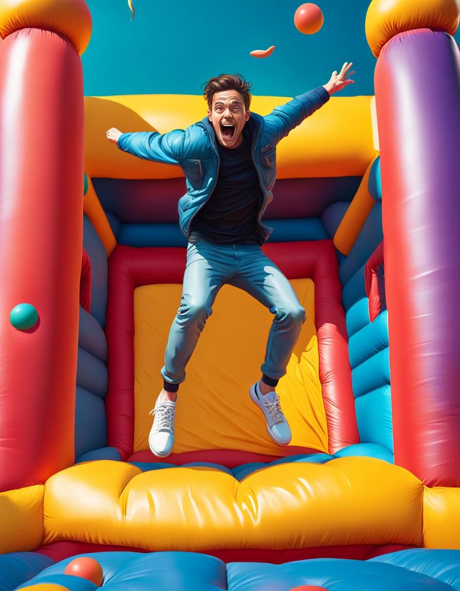 Bouncy Castle Arcade Jump: Hyperrealistic Splash Art