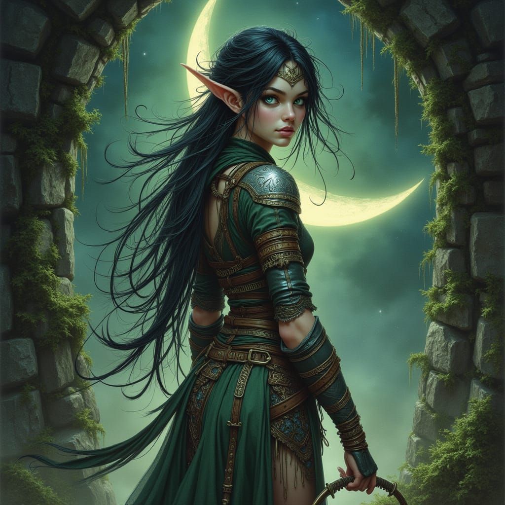 Wood Elf under a stone arch