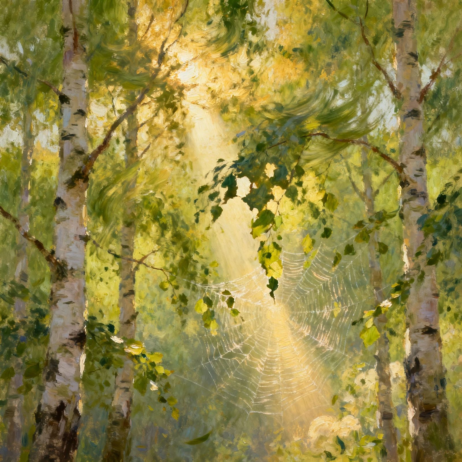 Sunbeam Lost in Birch Tree Labyrinth