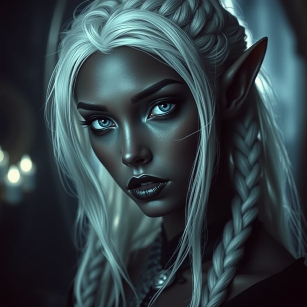 Ethereal Gothic Elf Maiden in Dark Fantasy