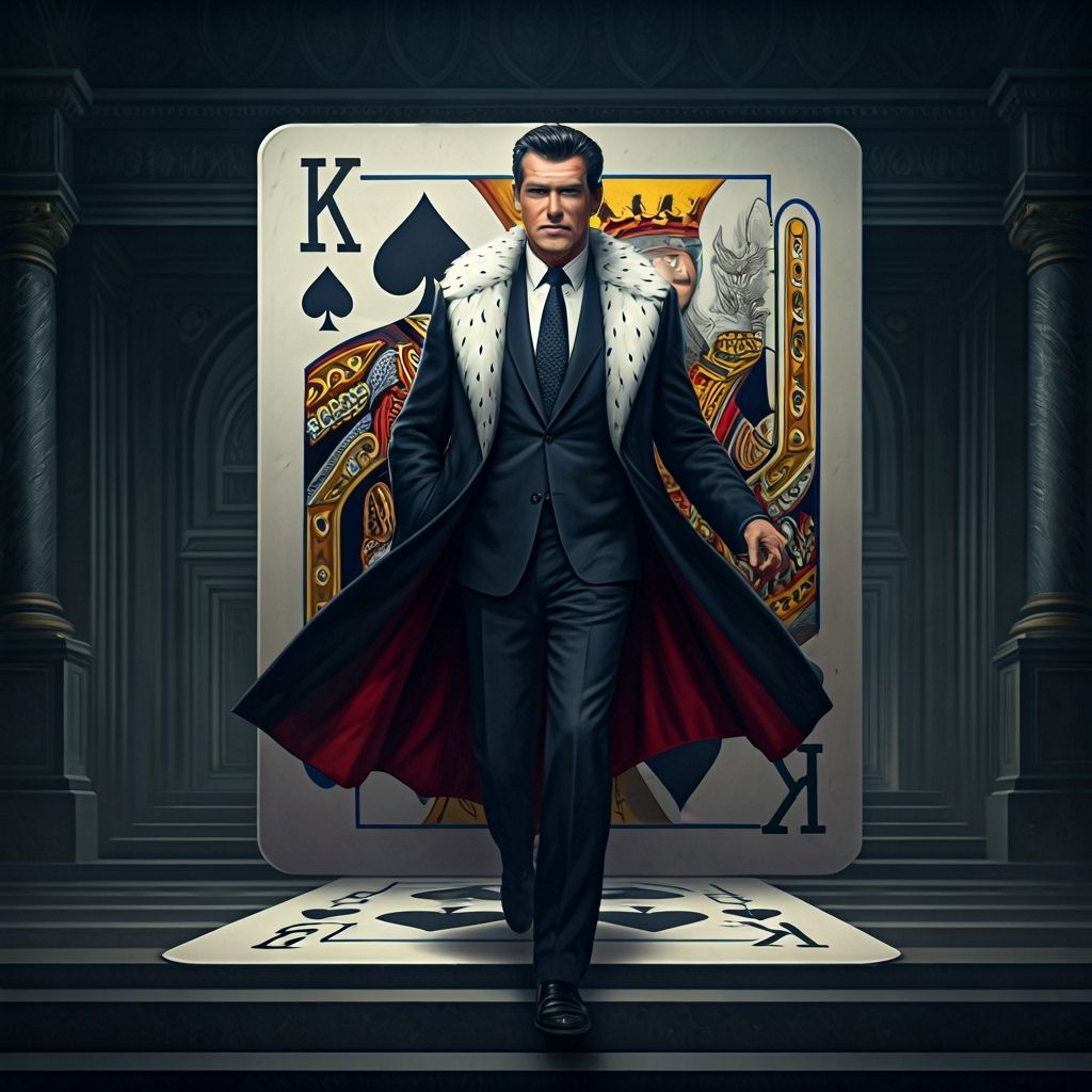 Pierce Brosnan as King of Spades Stepping From Card