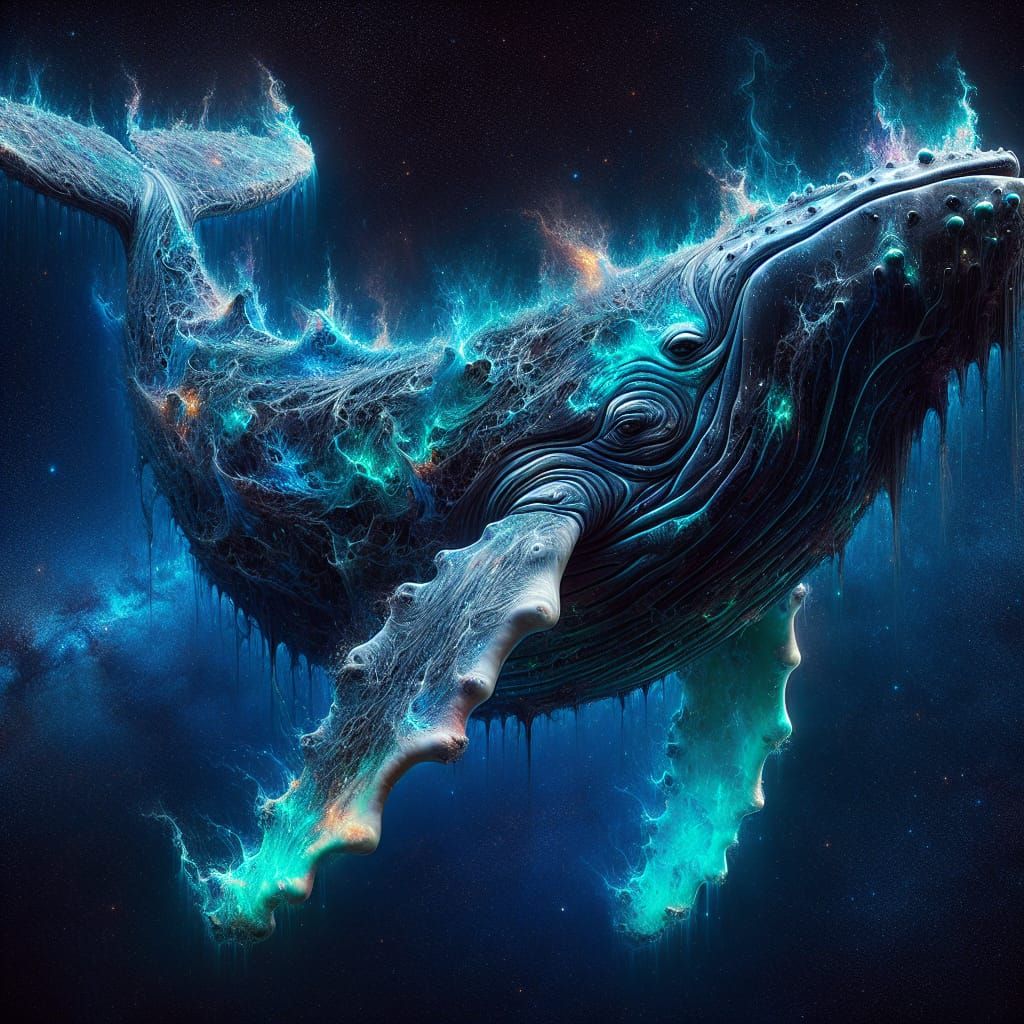 Humpback Whale Transforms into Cosmic Flame in Space