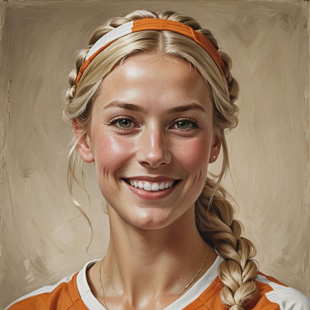 Smiling Dutch Soccer Fan in Photorealistic Portrait