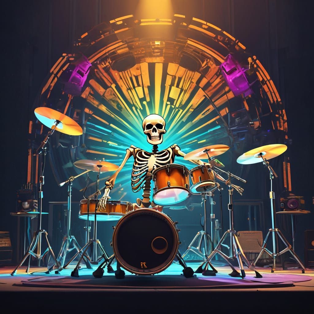 Rockstar Skeletons in Vibrant Pop Art Style