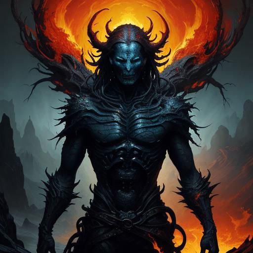 Surreal Horror Figure in Oil on Canvas Style