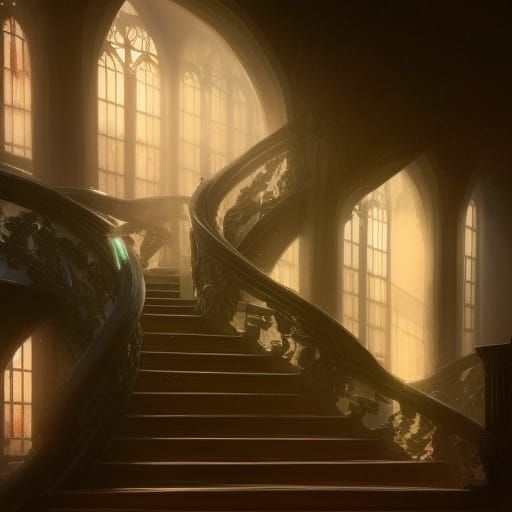 Teacup Staircase: Dark Fantasy Concept Art