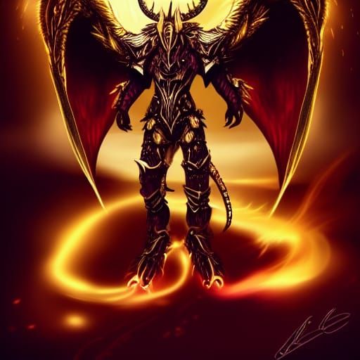 Golden Armored Fafnir with Blue Flames