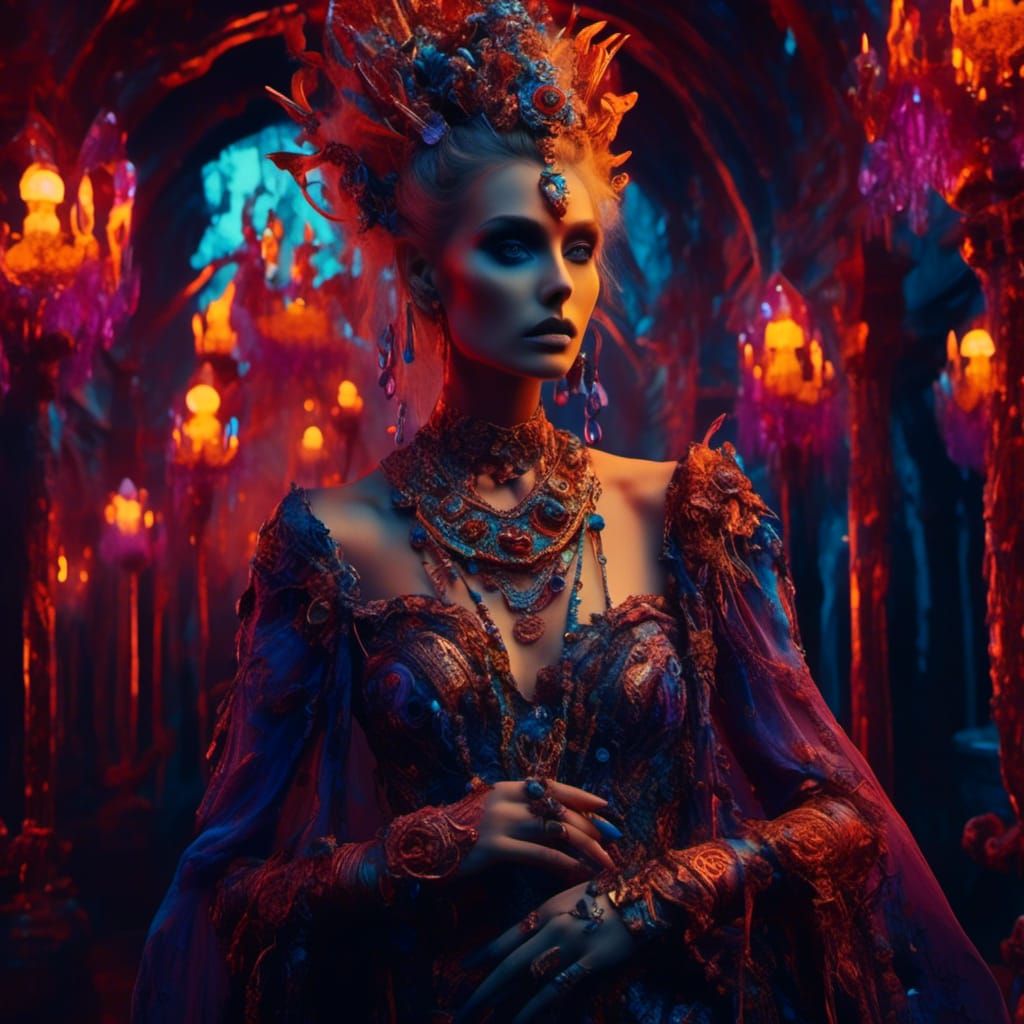 Beautiful Woman in Futuristic Clothing, Splash Art Style