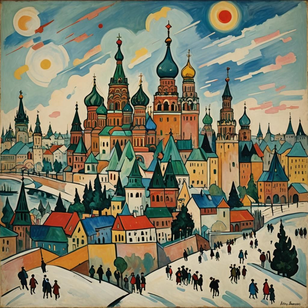 Kandinsky Style Abstract Painting of Moscow