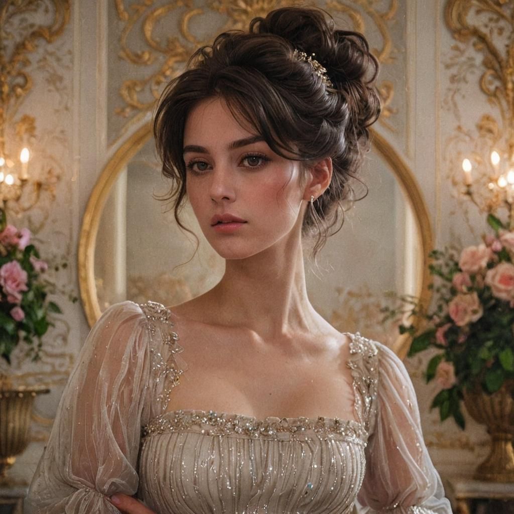 Regency Era Debutante in Lavish Ballroom