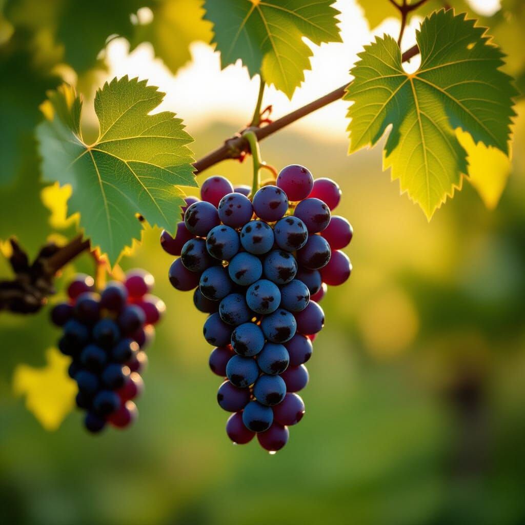 Lush Grapevine in Morning Light: Botanical Photography