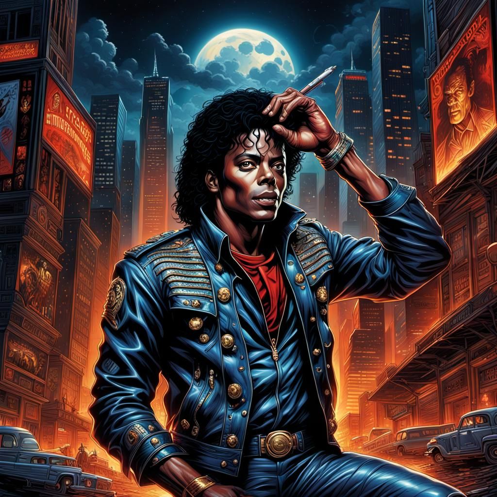 Michael Jackson as Thriller in Comic Book Style