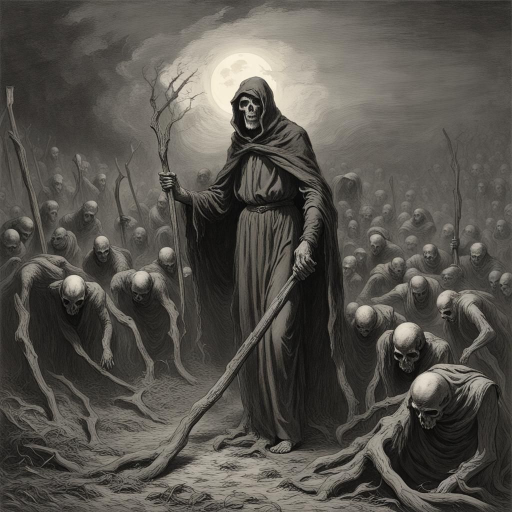 Grim Reaper's Harvest: Souls of Sinners in Autumn