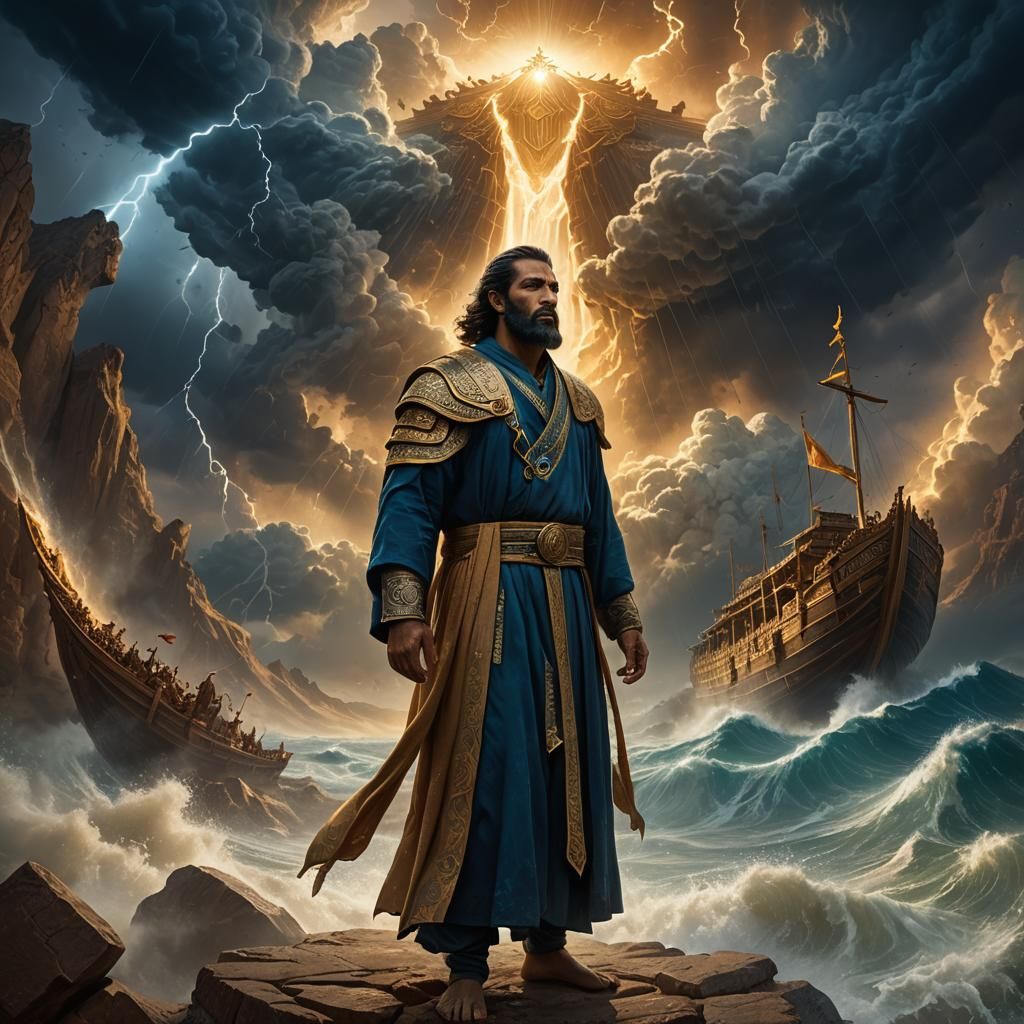 Prophet Noah and the Ark in a Storm
