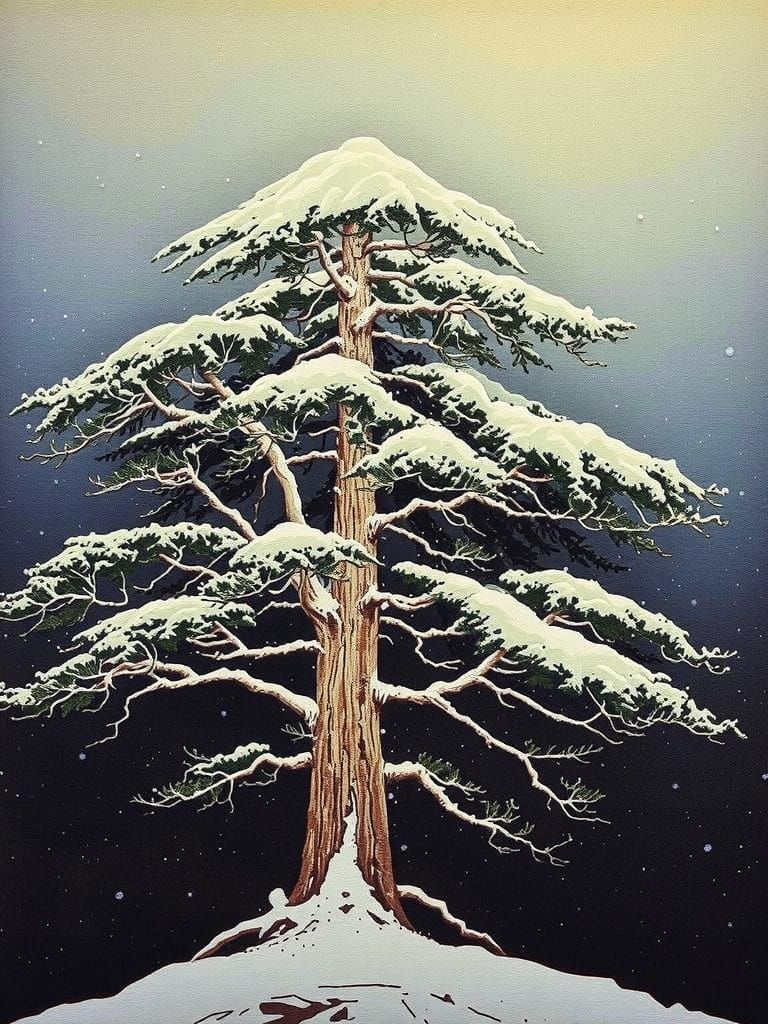 Snowy Japanese Pine in Winter's Grip