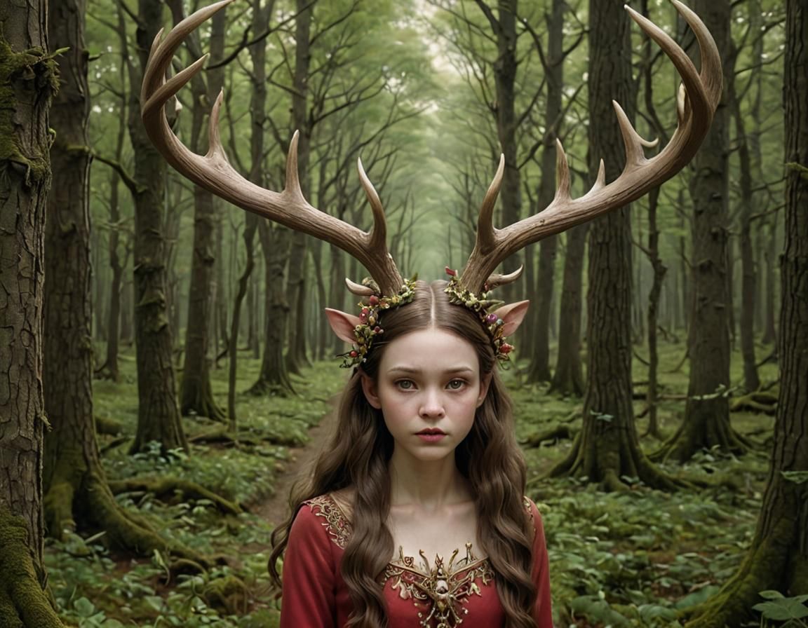Enchanting Antlered Figures in a Mystical Setting