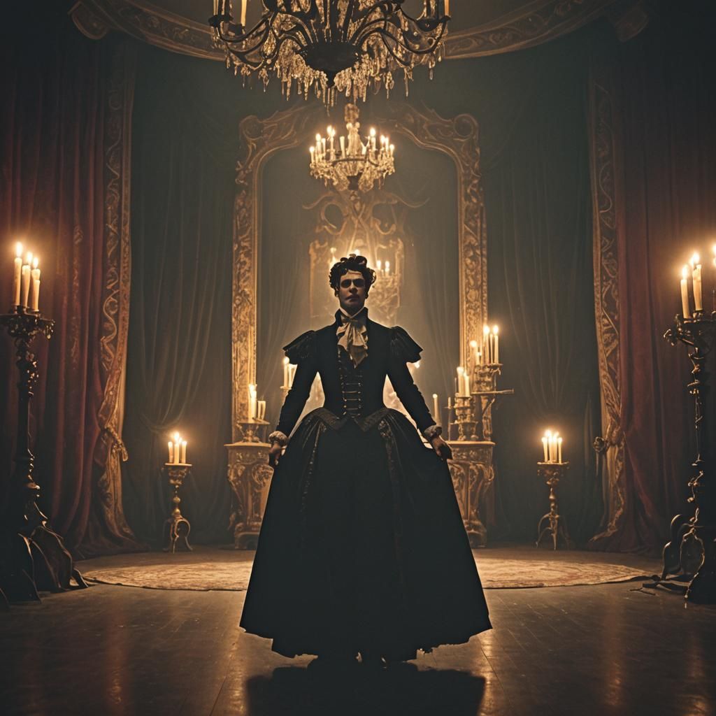 Charismatic Performer on Dimly Lit Stage