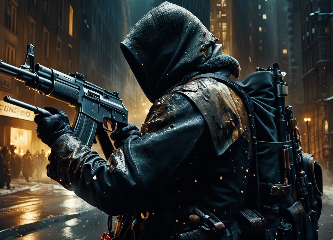 Hyperrealistic Holy Knight in Urban Battlefield