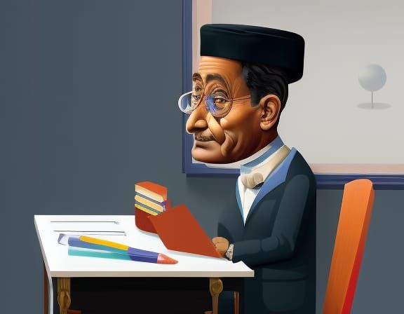 Humorous Caricature Portrait of Surprised University Student