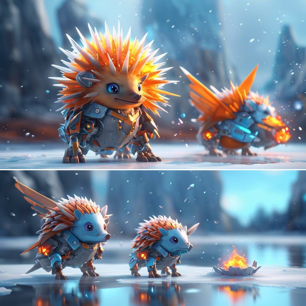 Futuristic Armored Hedgehog Creature in Sci-Fi Landscape
