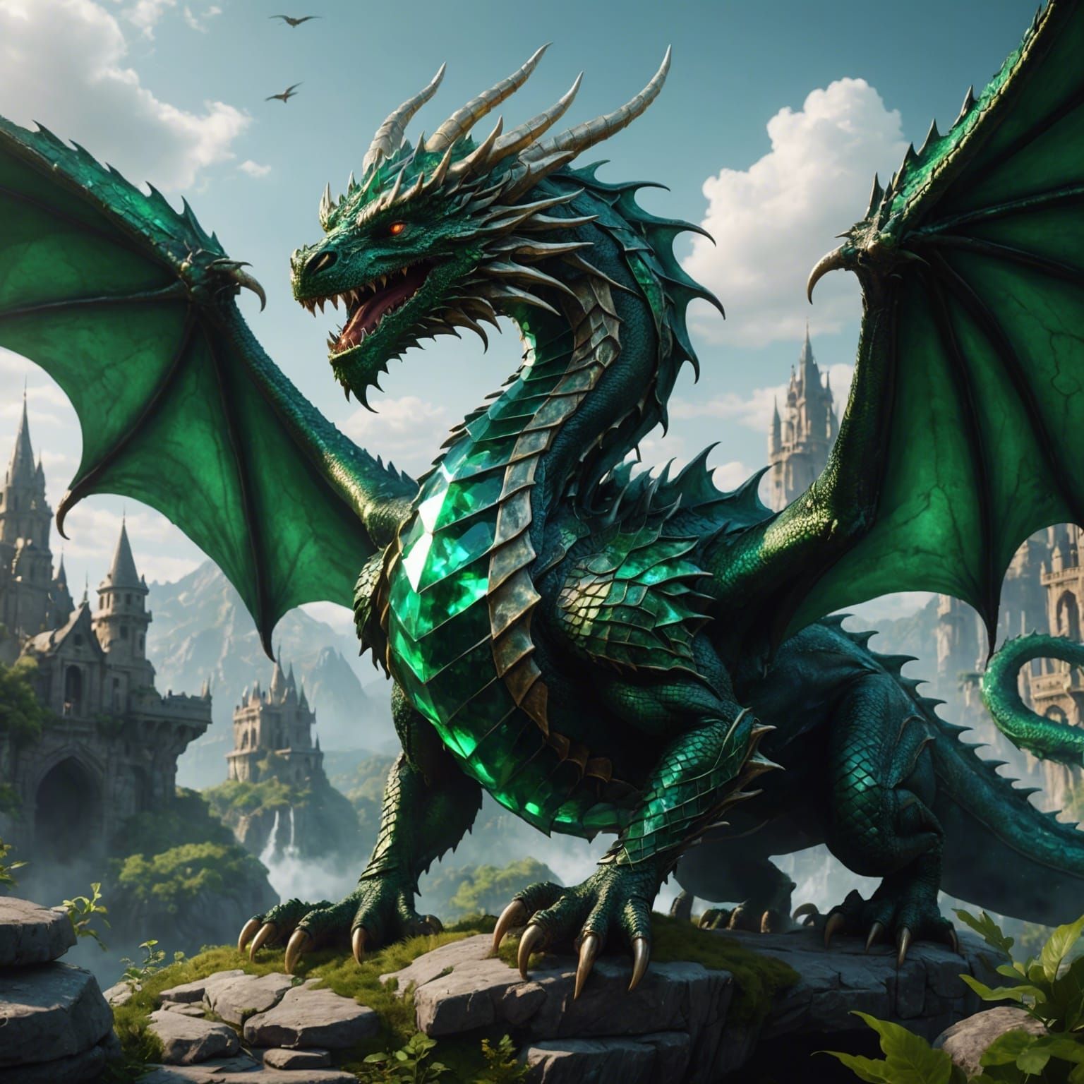 dragon made of emeralds