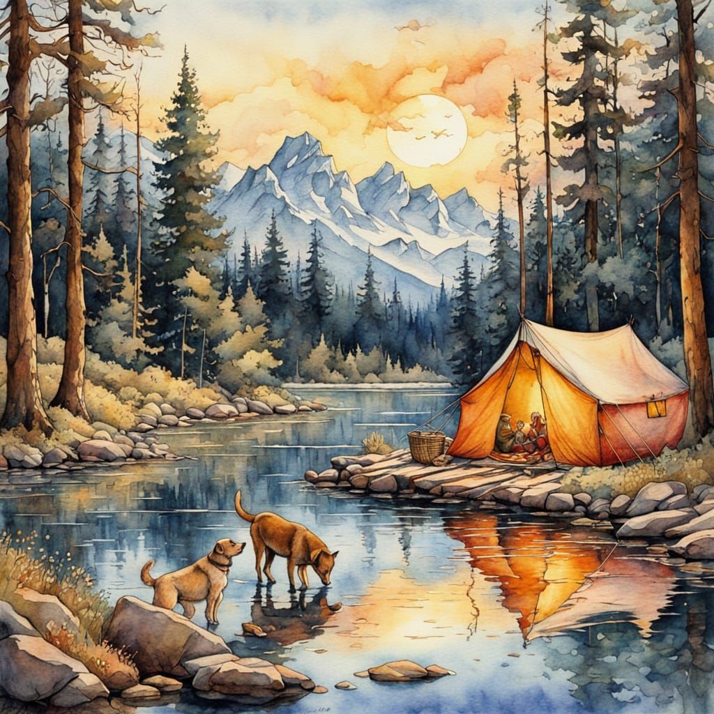 "friends gathered around a crackling campfire" "roasting mar...