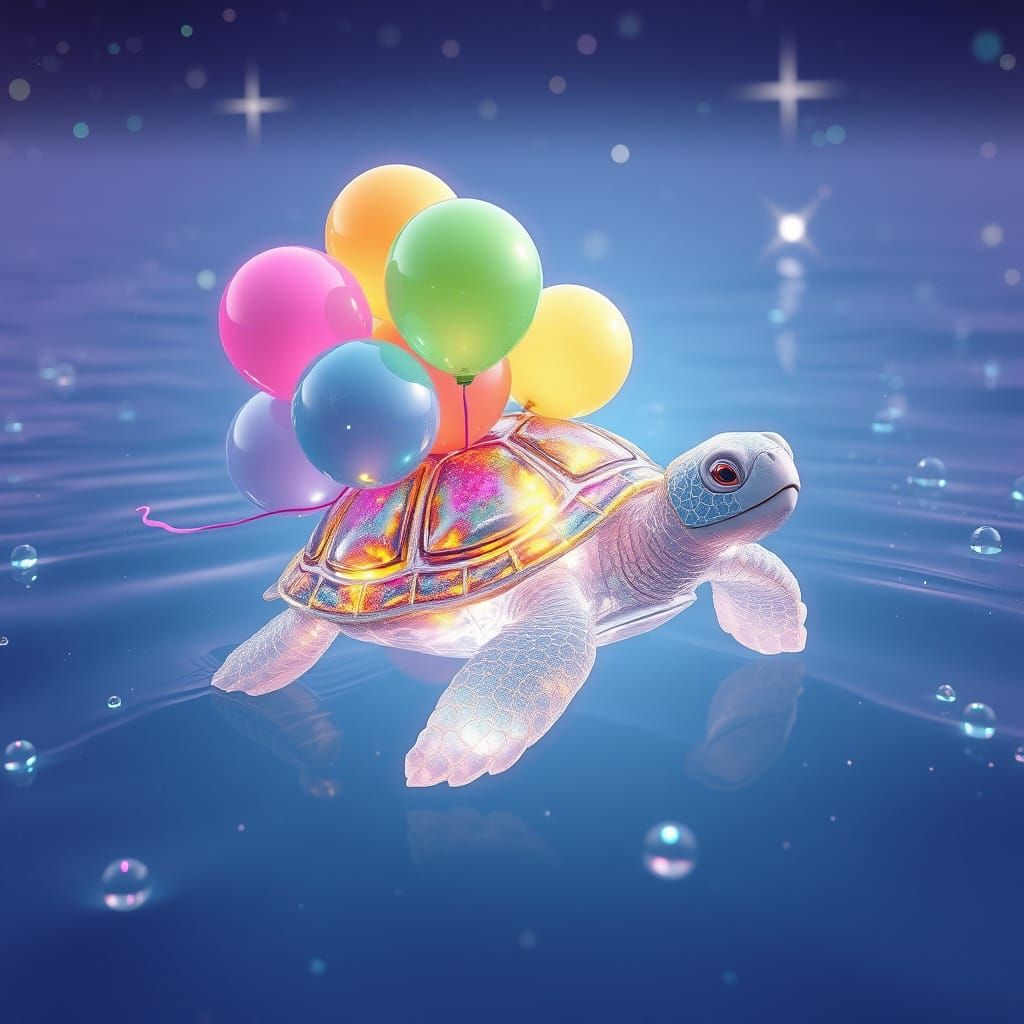 Crystal Turtle Swimming in Liquid Starlight
