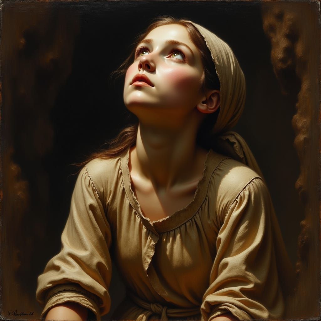 Bernadette's Vision: Romantic Oil Painting