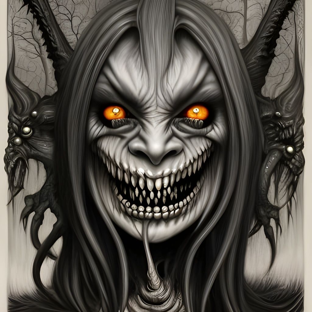 Detailed Portrait of a Demoness Witch in 8k