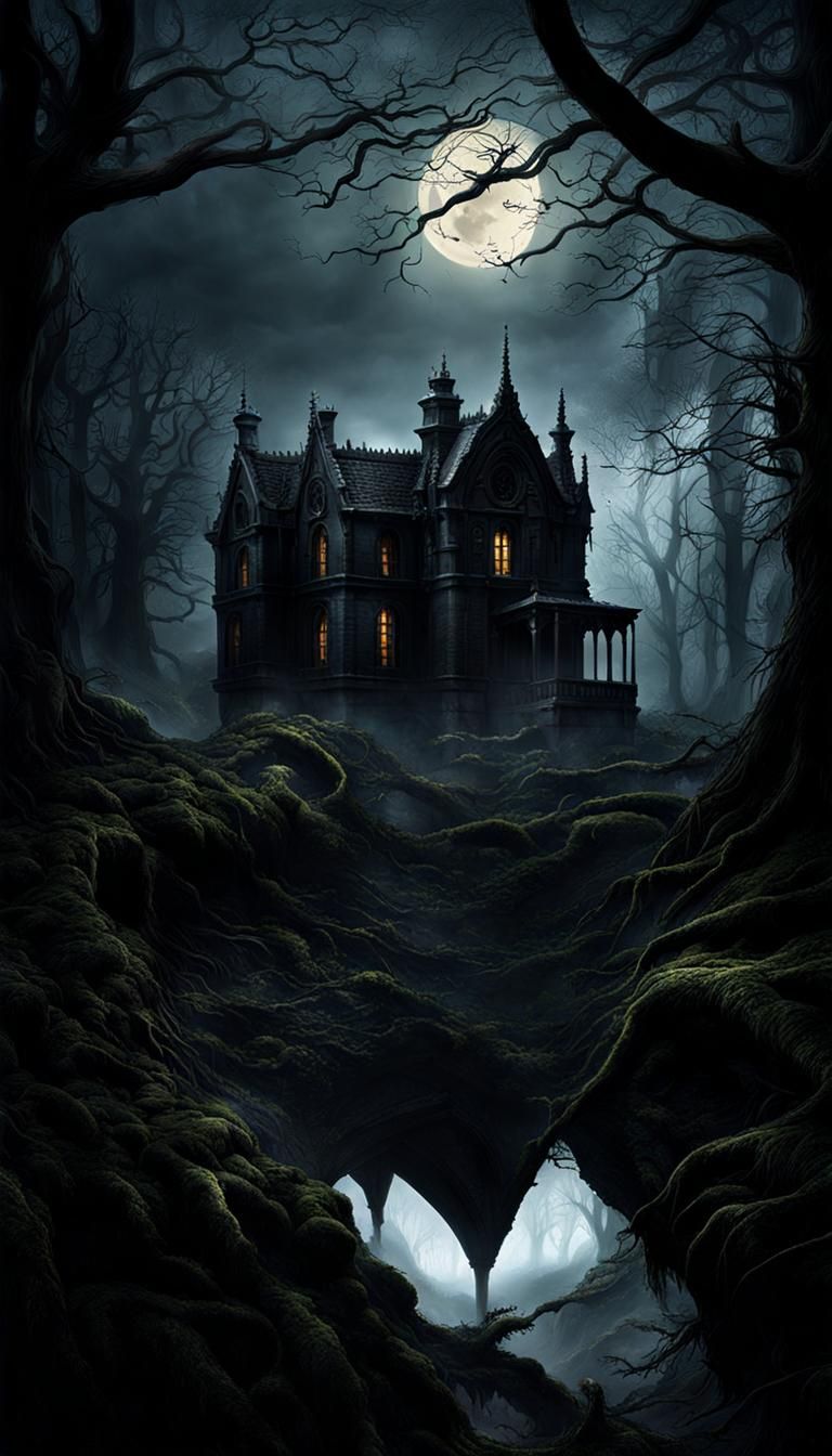 Eerie Dancing Shadows in a Dark Fantasy Realm