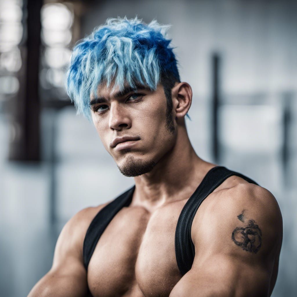 Blue-Haired Wrestler Portrait