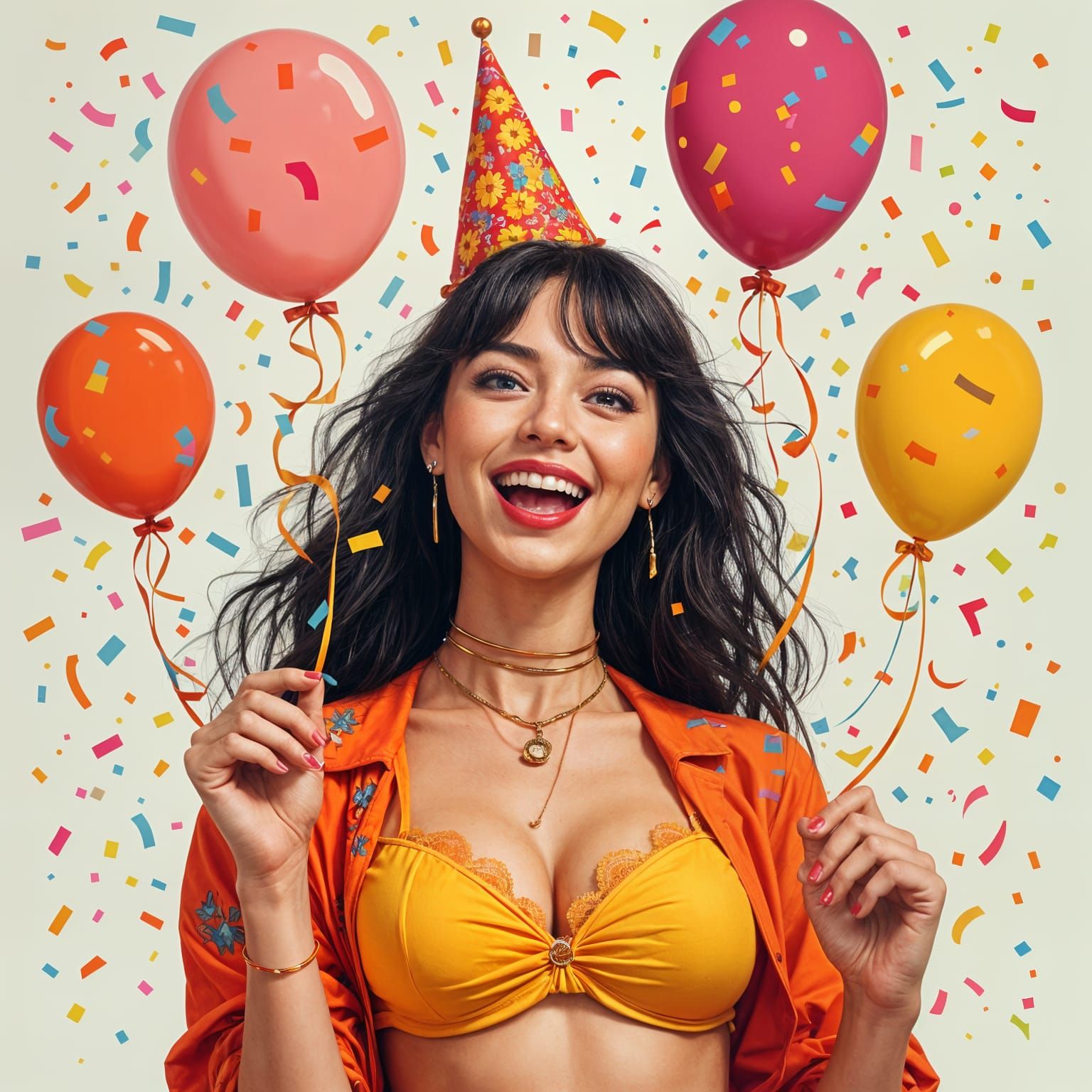 Vibrant Birthday Celebration in Whimsical Style