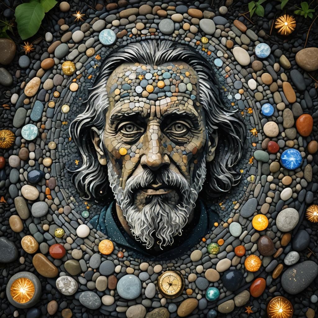 Time Traveler Self-Portrait in Pointillist Style