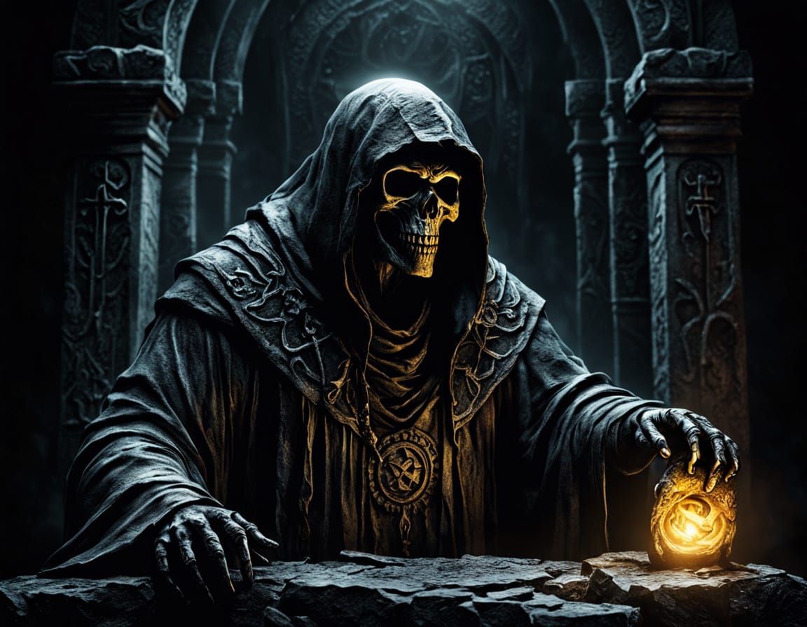 Ominous Death Reaper Seal in Dark Fantasy Art