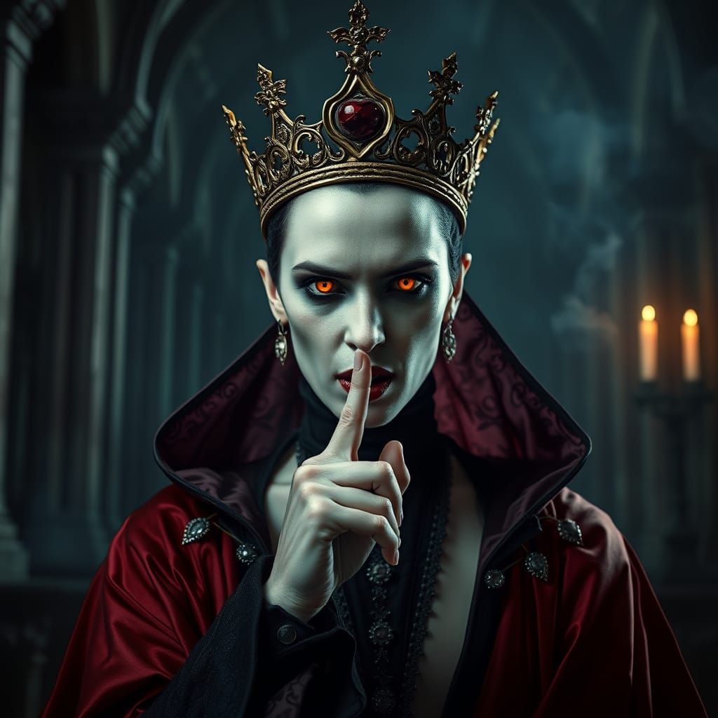 Haunted Vampire Queen in Apocalyptic Cathedral