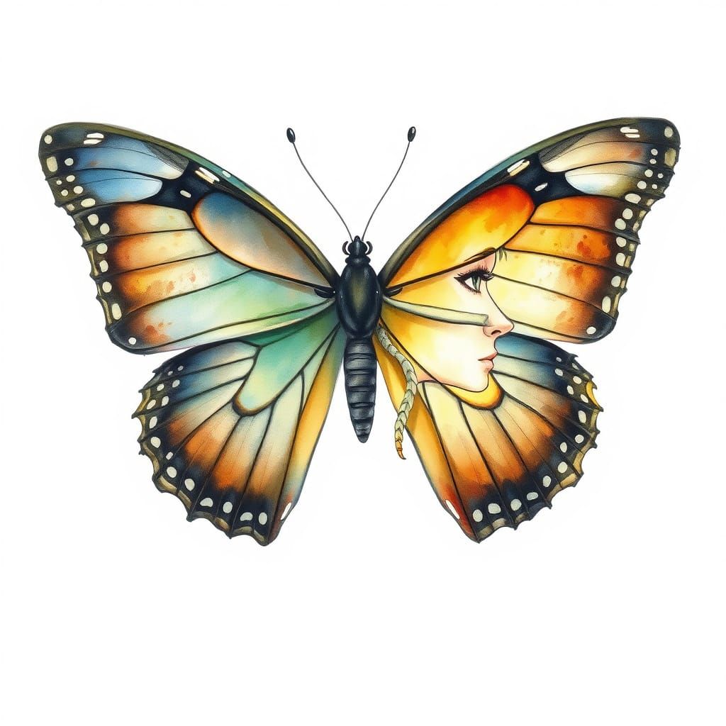 Stylized Butterfly Portrait in Fantasy Art Style
